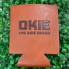 The Okie Brand Hat, Faux Leather Can Cooler Sleeve Holder