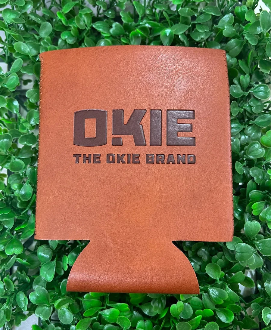 The Okie Brand Hat, Faux Leather Can Cooler Sleeve Holder 1 The Okie Brand Hat, Faux Leather Can Cooler Sleeve Holder