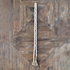 Wood Bead Garland With Tassels 48”