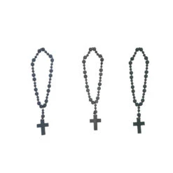 Wood Bead Rosary With Cross, 3 Color Options