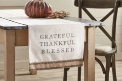 90 Inch “Grateful, Thankful, Blessed” Table Runner By Mud Pie