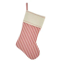 Candy Cane Stripe Ticking Christmas Stocking, 19”