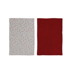 Candy Cane Printed OR Red Waffle Weave Tea Towel, 2 Style Options