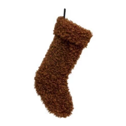 20"H Sherpa Fabric Stocking, Brown