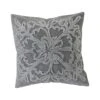 Tufted Velvet Pillow With Snowflake & Chambray Back, Grey & Natural