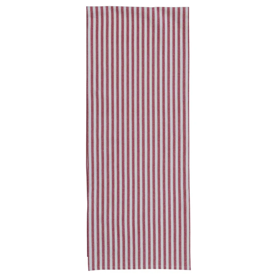 72" Woven Cotton Table Runner With Stripes, Red & White 1 72" Woven Cotton Table Runner With Stripes, Red & White